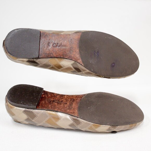 Cole Hann Leather Ballet Flats Metallic Colors Patchwork Front Bow •Retro, Boho - Picture 10 of 11